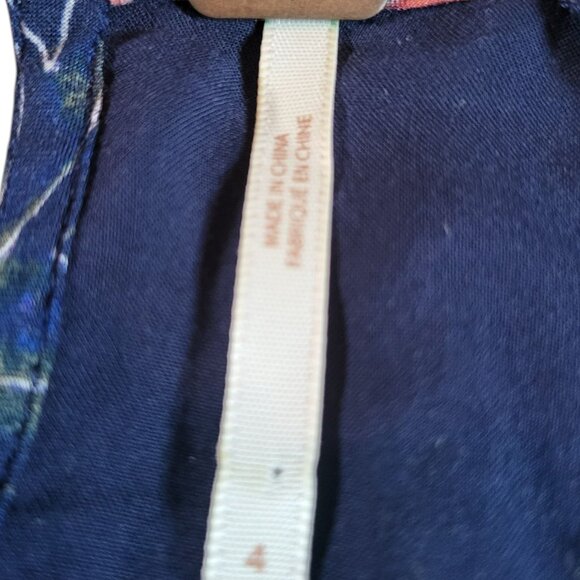 Free People Boho Floral Flowy Mini Dress V Neck Navy Blue Womens 4 Eyes On You - Picture 5 of 11